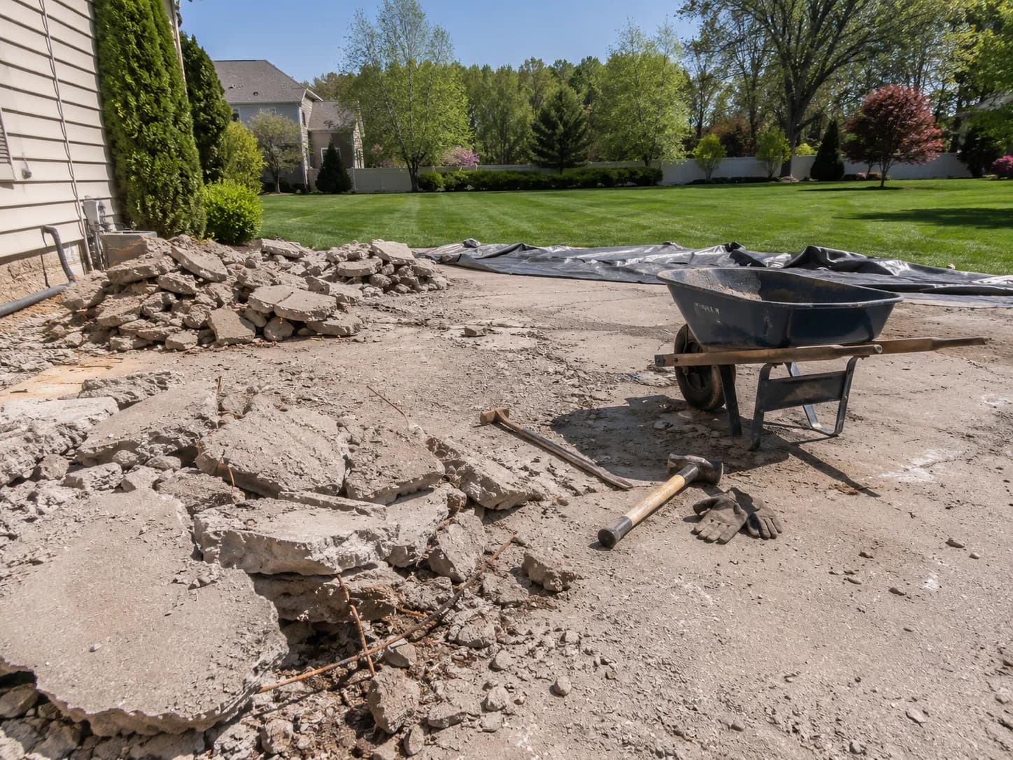 Concrete patio demolition and debris removal in South Jersey